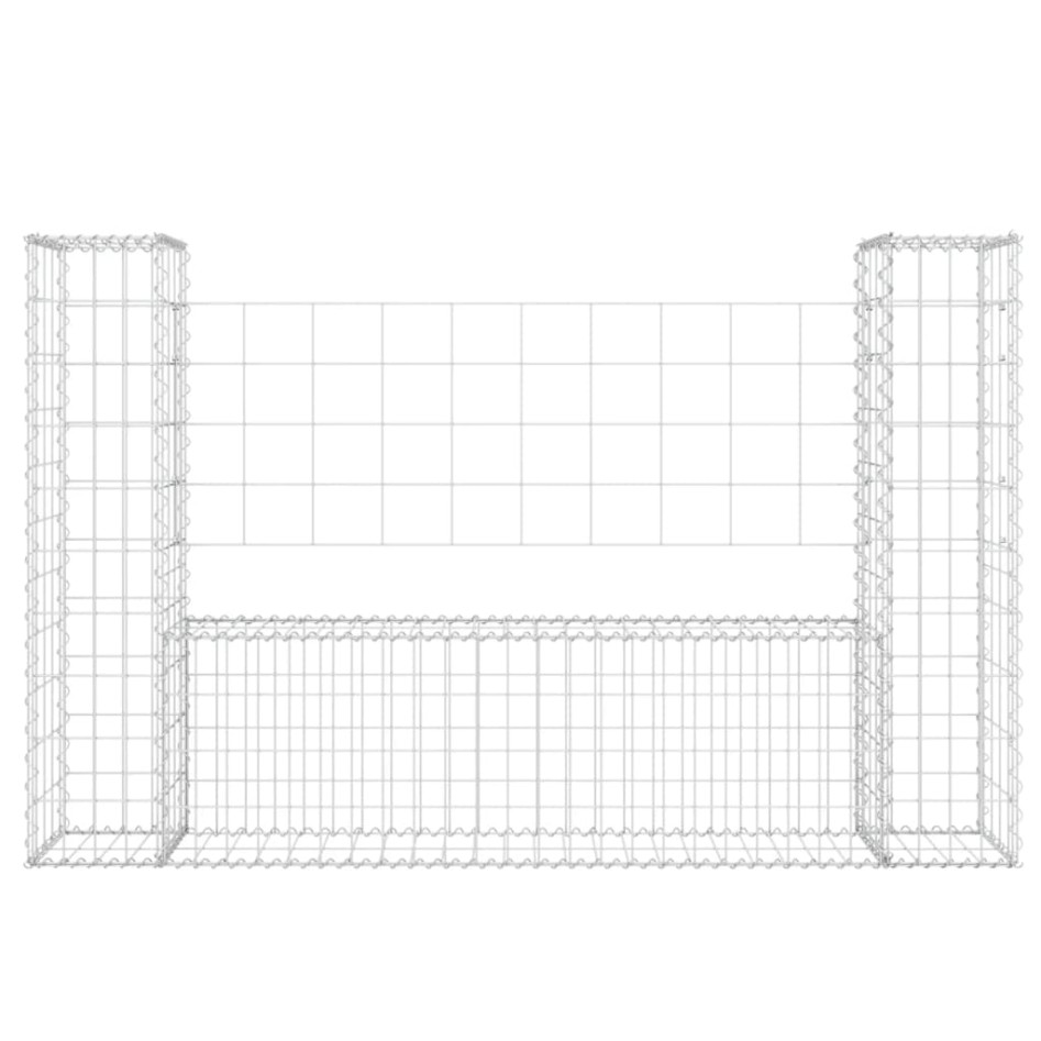 Cesta de gaviones forma de U 2 postes de hierro 140x20x100