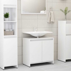Armario de baño madera contrachapada blanco brillo 60x33x61