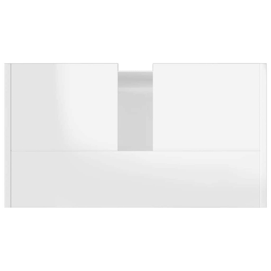 Armario de baño madera contrachapada blanco brillo 60x33x61