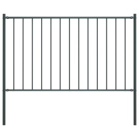 Panel de valla y postes acero recubrimiento polvo gris 1,7x1