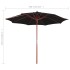 Sombrilla de jardín con palo de madera negro 300x258