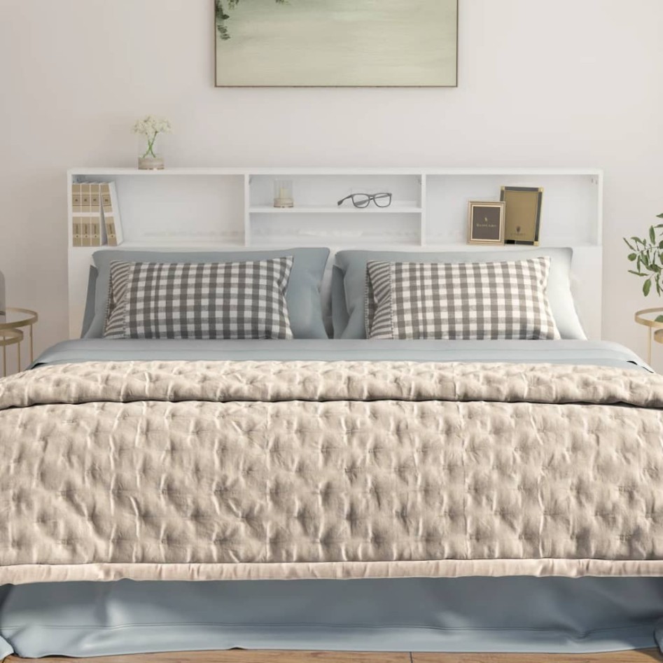 Mueble cabecero blanco brillante 200x19x103,5