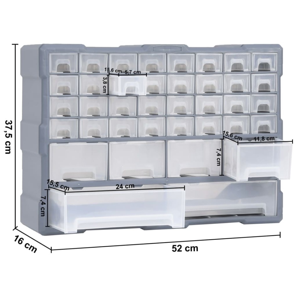 Organizador multicajones con 38 cajones 52x16x37,5