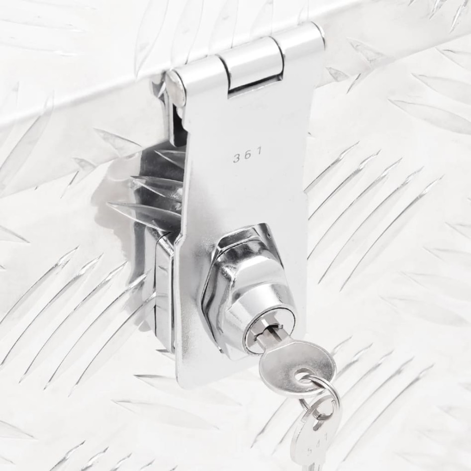 Caja de almacenaje de aluminio plateado 60x23,5x23