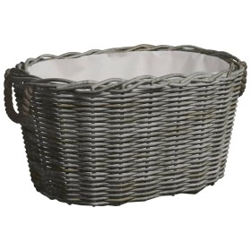 Cesta de leña asas de transporte sauce natural gris 59x42x28