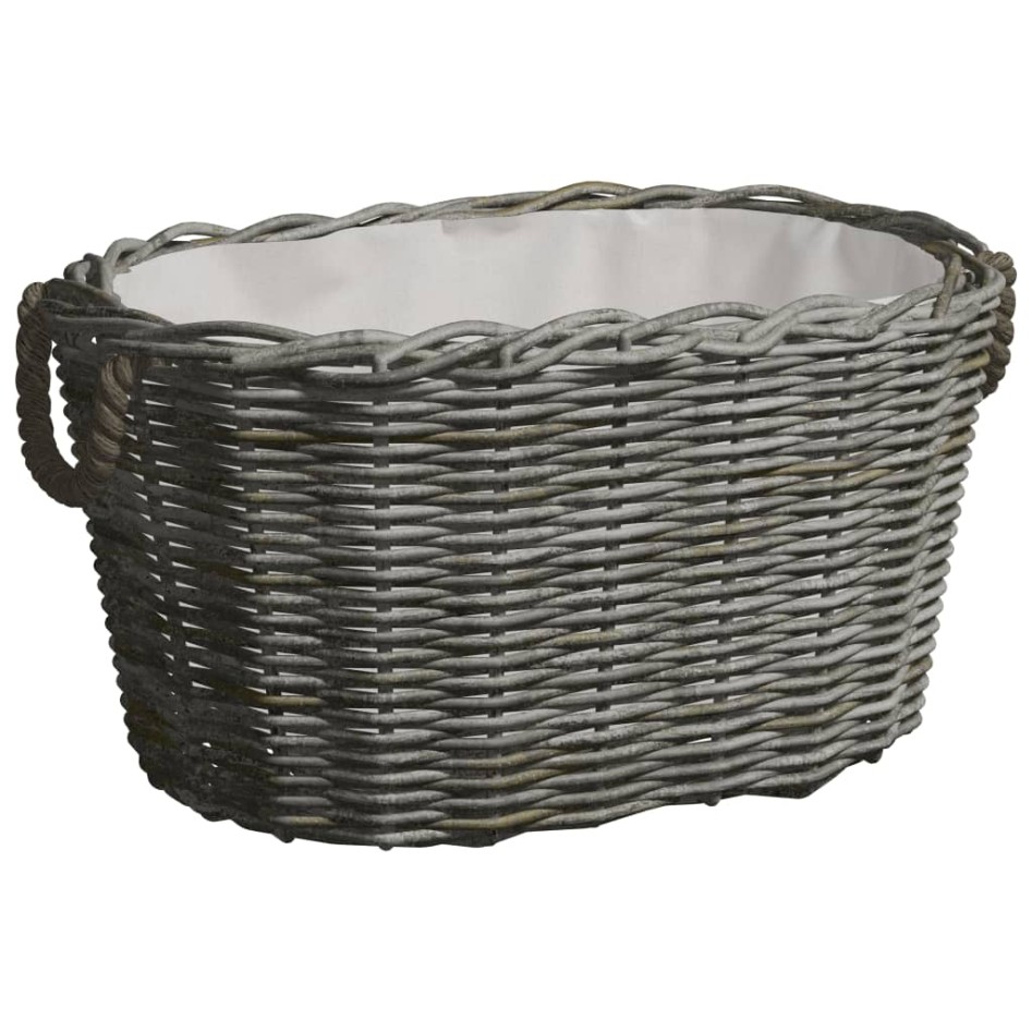 Cesta de leña asas de transporte sauce natural gris 59x42x28