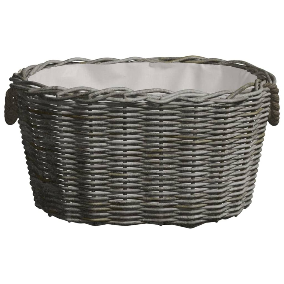 Cesta de leña asas de transporte sauce natural gris 59x42x28