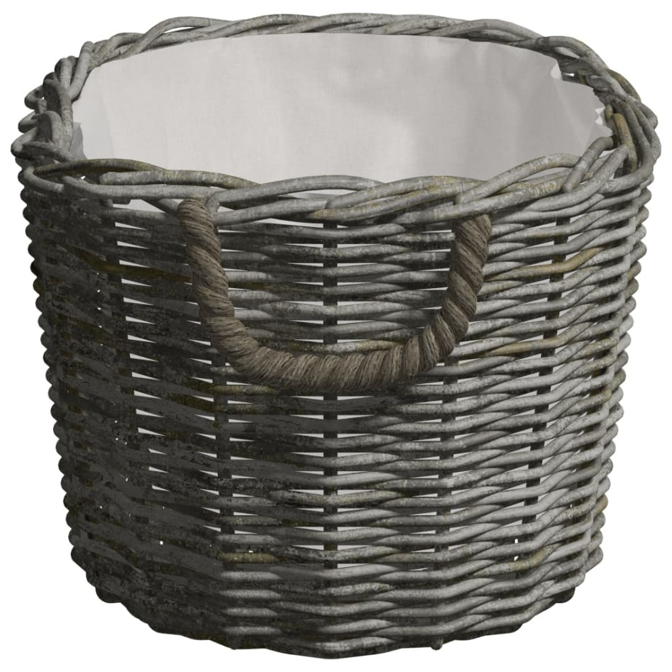 Cesta de leña asas de transporte sauce natural gris 59x42x28