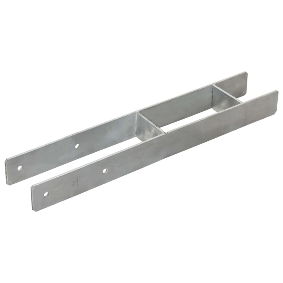 Anclajes de valla 6 uds acero galvanizado plateado 9x6x60