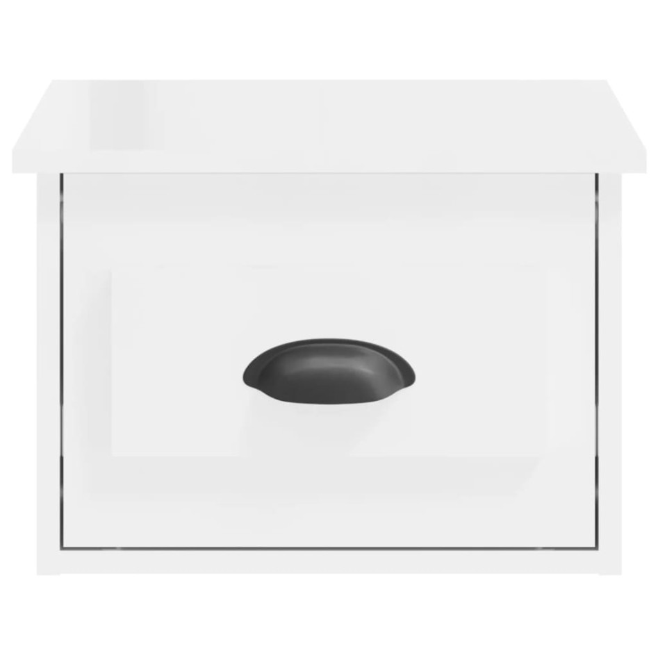 Mesitas de noche de pared 2 uds blanco brillante 41,5x36x28
