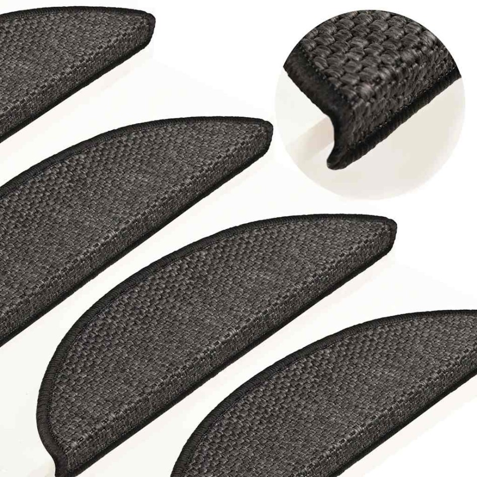 Alfombra autoadhesiva escalera sisal 15 uds antracita