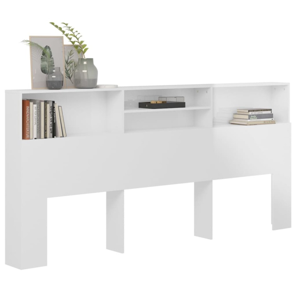 Mueble cabecero blanco brillante 220x19x103,5