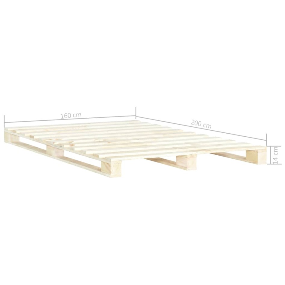 Estructura de cama de palés madera maciza de pino 160x200