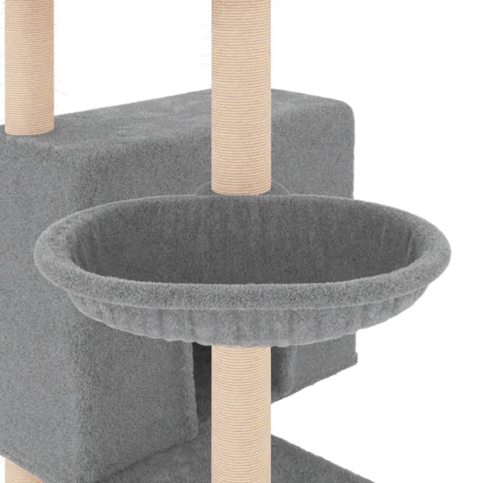 Rascador para gatos con postes de sisal gris claro 143