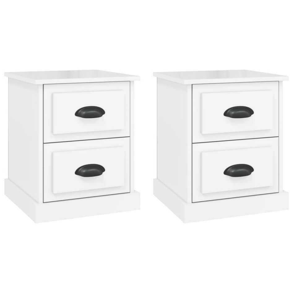 Mesitas de noche 2 uds madera blanco brillante 39x39x47,5