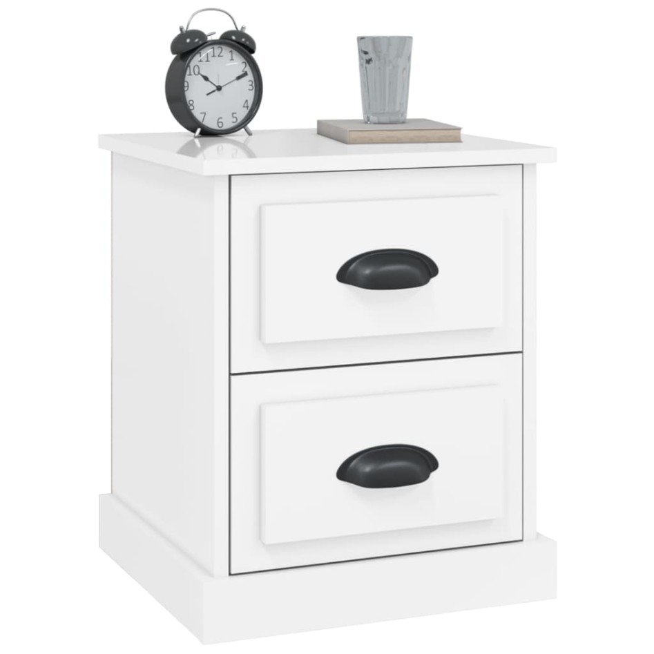 Mesitas de noche 2 uds madera blanco brillante 39x39x47,5