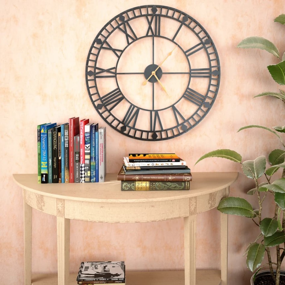Reloj de pared vintage movimiento cuarzo metal 60 cm