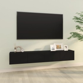 Muebles TV pared 2 uds madera contrachapada negro 100x30x30