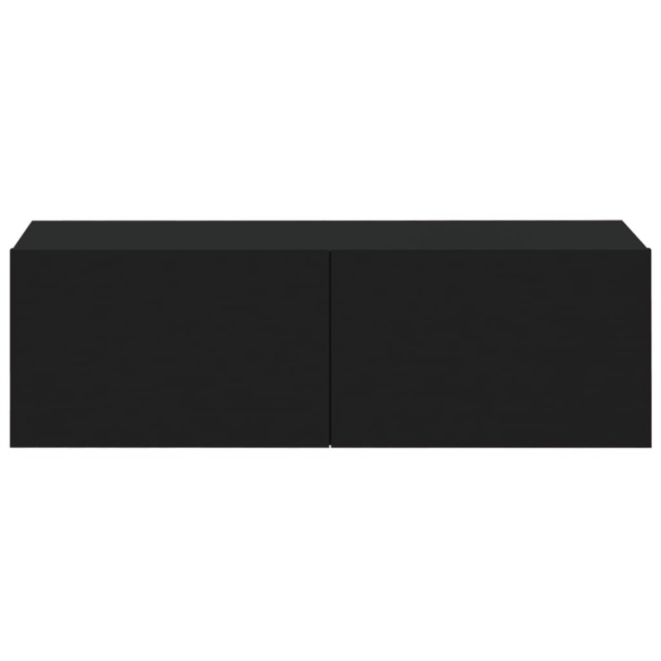 Muebles TV pared 2 uds madera contrachapada negro 100x30x30