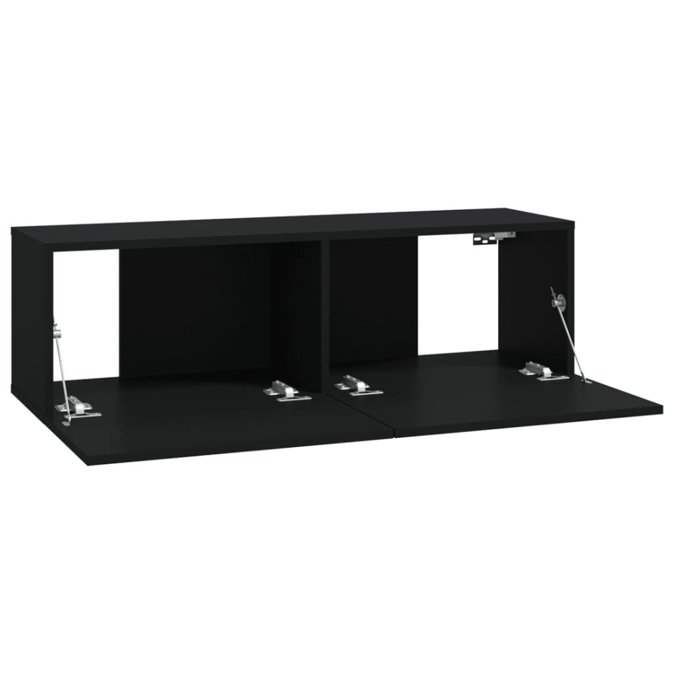 Muebles TV pared 2 uds madera contrachapada negro 100x30x30