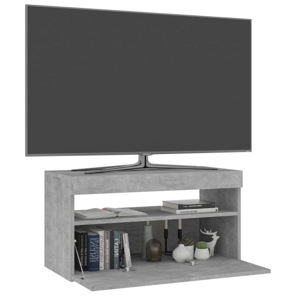 Mueble de TV con luces LED gris hormigón 75x35x40