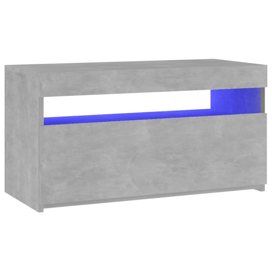 Mueble de TV con luces LED gris hormigón 75x35x40