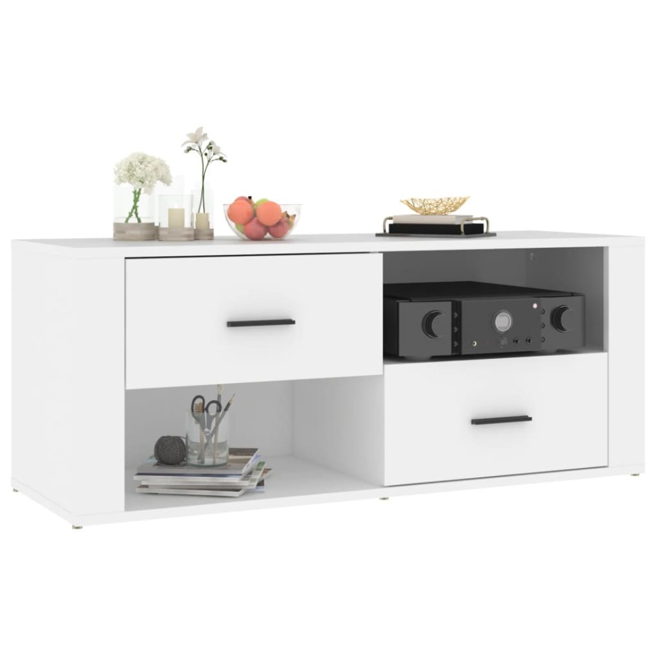 Mueble para TV madera contrachapada blanco 100x35x40