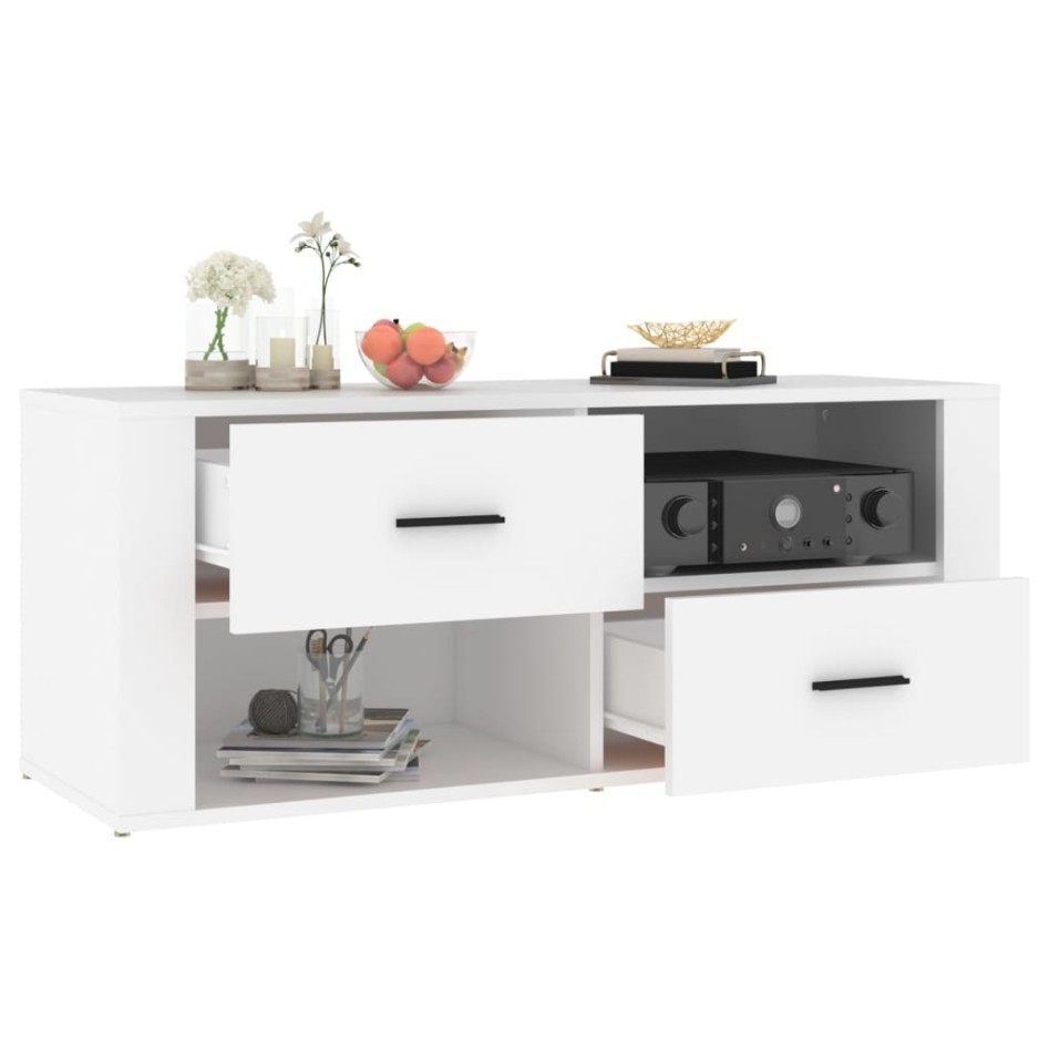 Mueble para TV madera contrachapada blanco 100x35x40