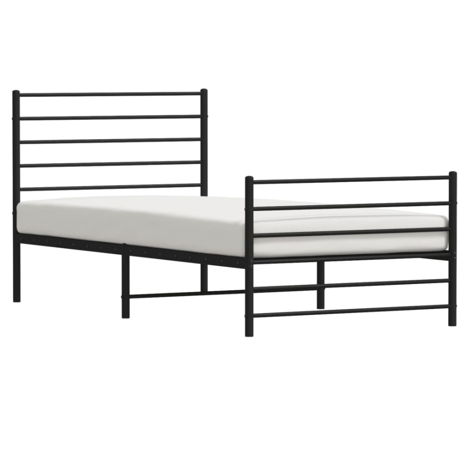 Estructura cama sin colchón con estribo metal negro 90x190