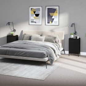 Mesitas de noche 2 uds madera contrachapada negro 40x35x70