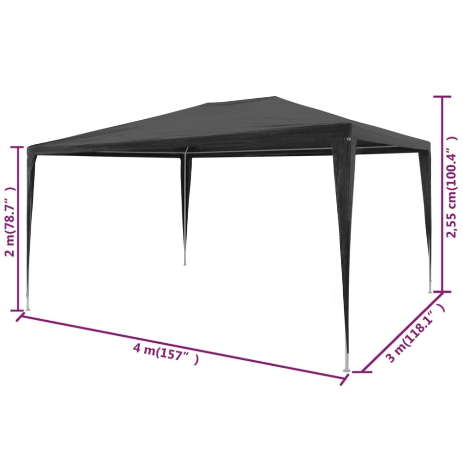 Carpa para fiestas PE gris antracita 3x4
