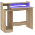 Escritorio con LED madera contrachapada roble sonoma
