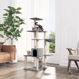 Rascador para gatos con postes de sisal gris claro 142