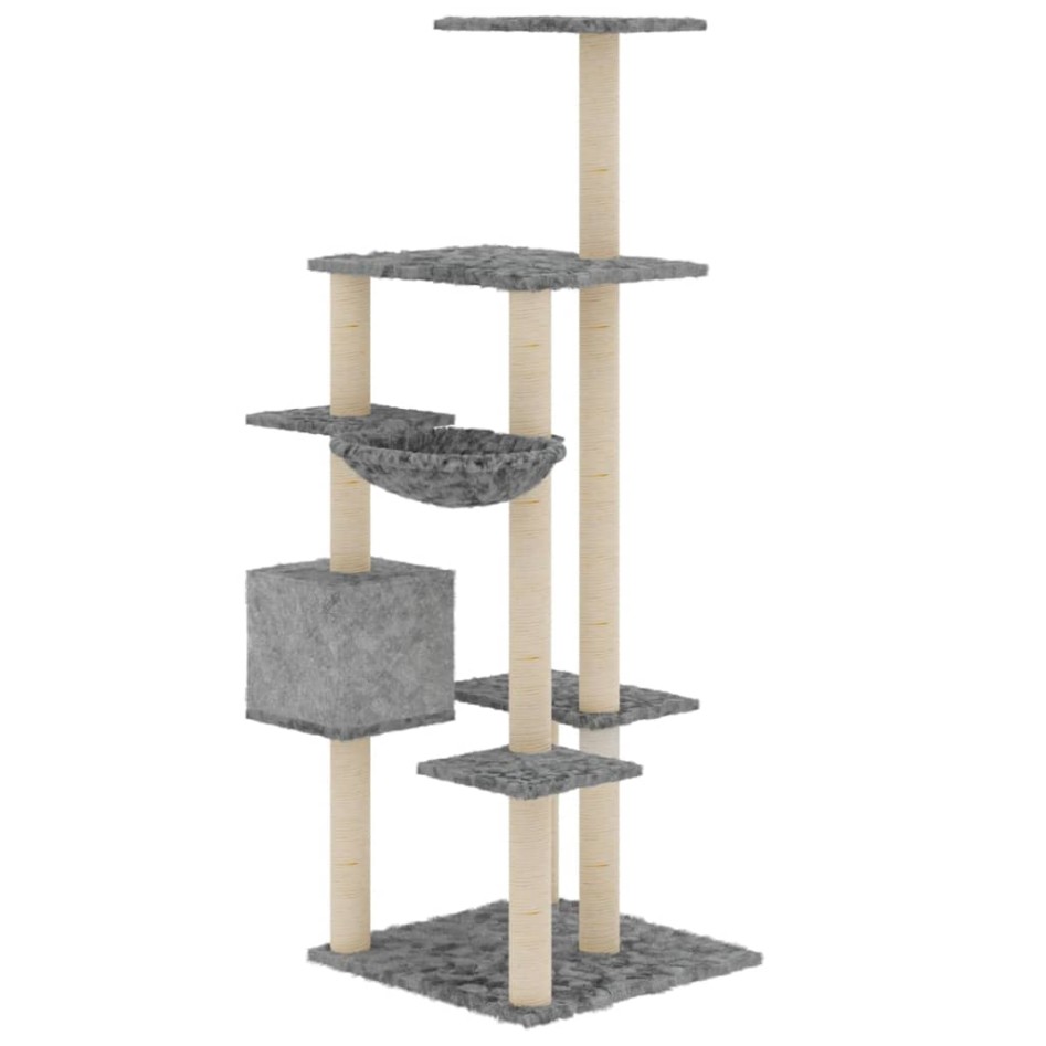 Rascador para gatos con postes de sisal gris claro 142