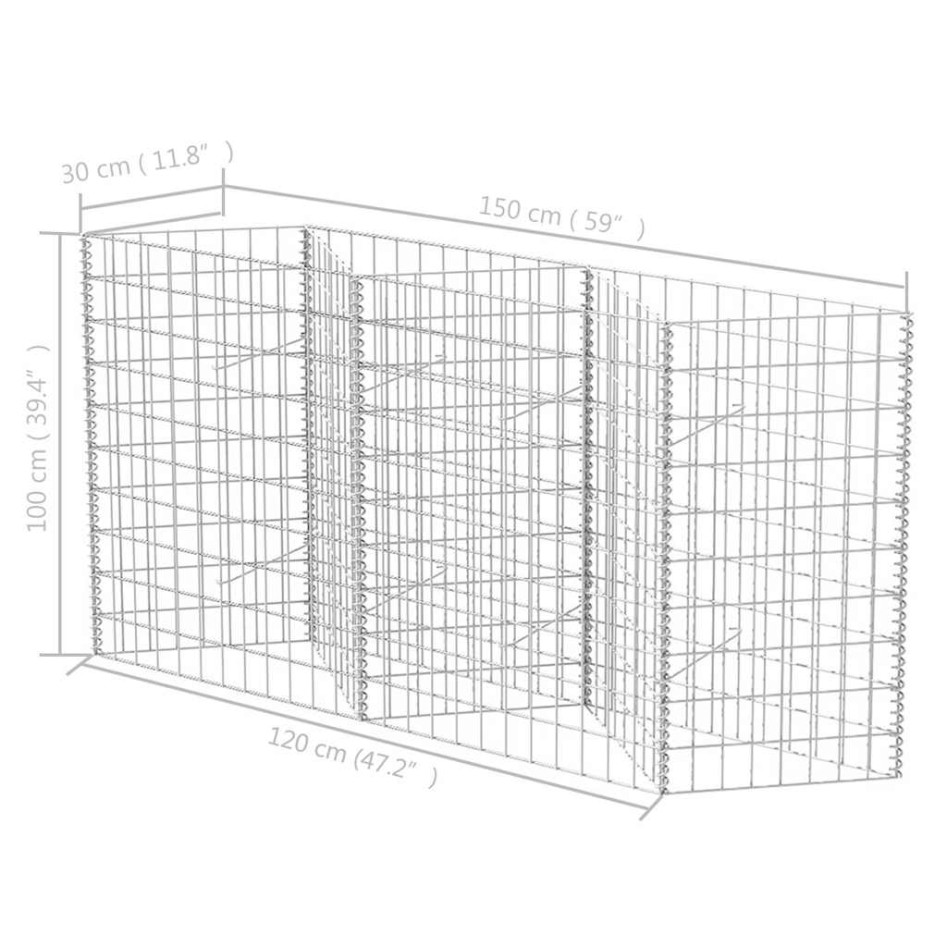 Cesta de muro de gaviones acero galvanizado 120x30x100