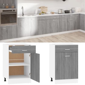 Armario bajo cocina madera ingeniería gris Sonoma 50x46x81,5