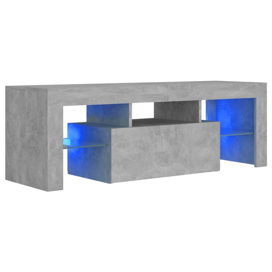Mueble de TV con luces LED gris hormigón 120x35x40