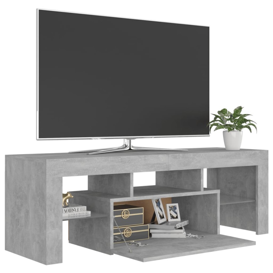 Mueble de TV con luces LED gris hormigón 120x35x40