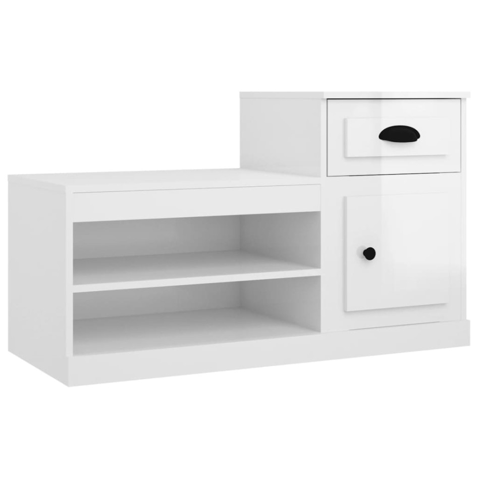 Mueble zapatero madera contrachapada blanco brillo 100x42x60