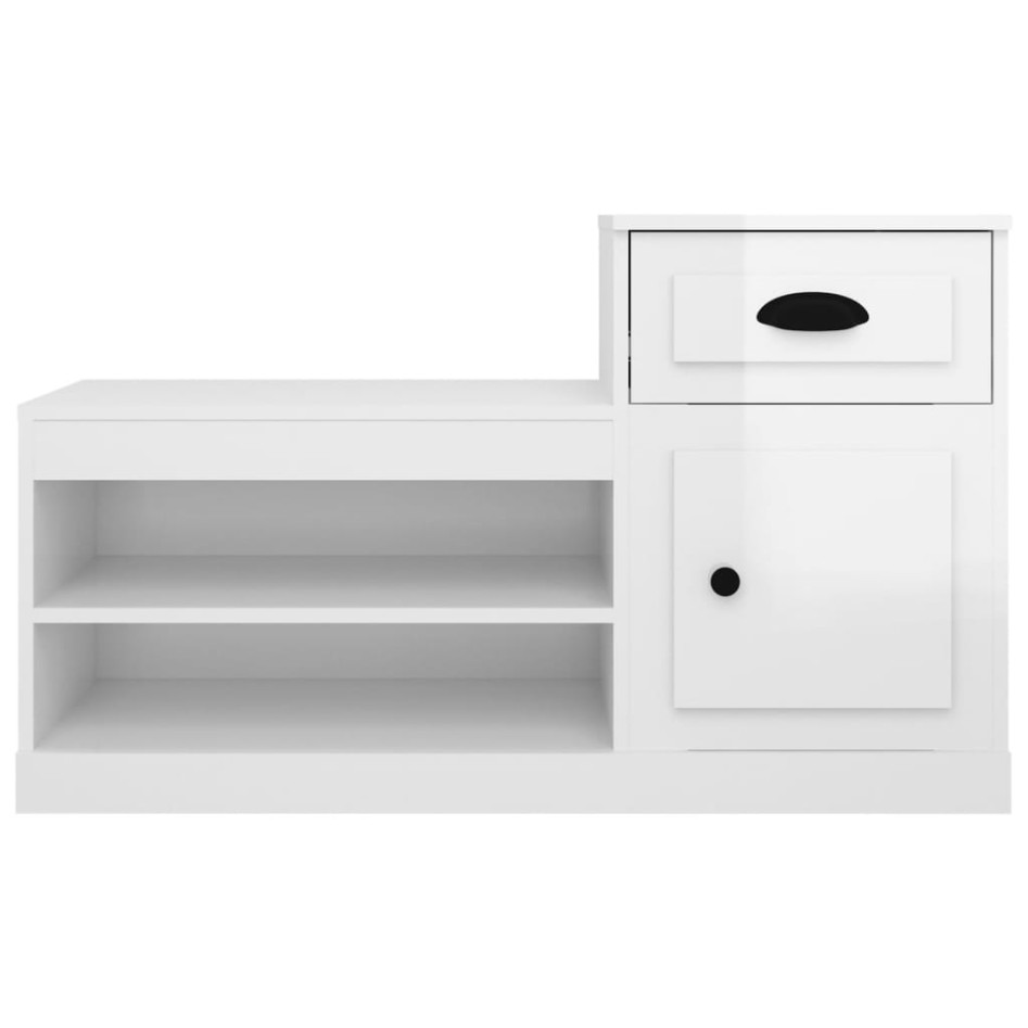 Mueble zapatero madera contrachapada blanco brillo 100x42x60