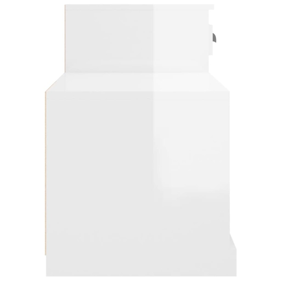 Mueble zapatero madera contrachapada blanco brillo 100x42x60
