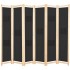 Biombo divisor de 6 paneles de tela negro 240x170x4