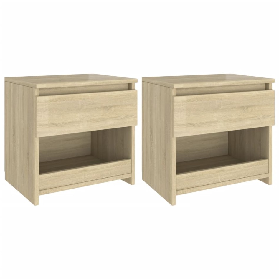 Mesitas de noche 2 uds madera contrachapada roble 40x30x39