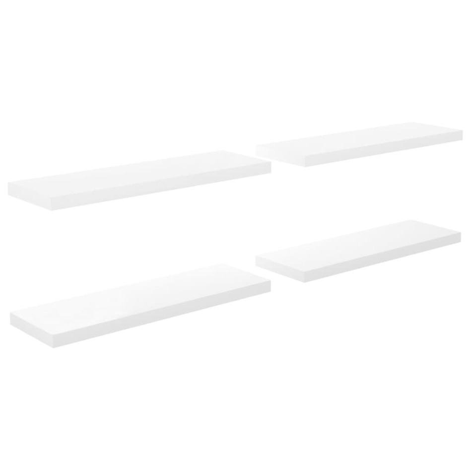 Estante flotante de pared 4 uds MDF blanco brillo