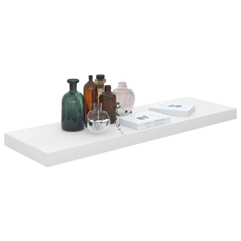 Estante flotante de pared 4 uds MDF blanco brillo