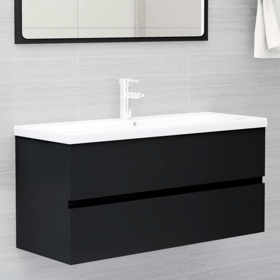 Armario para lavabo madera contrachapada negro100x38,5x45