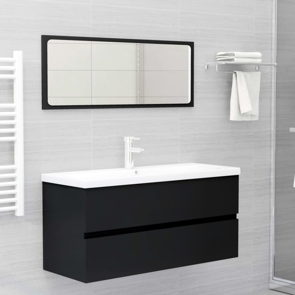 Armario para lavabo madera contrachapada negro100x38,5x45
