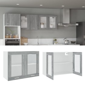 Armario vitrina colgante madera gris Sonoma 80x31x60