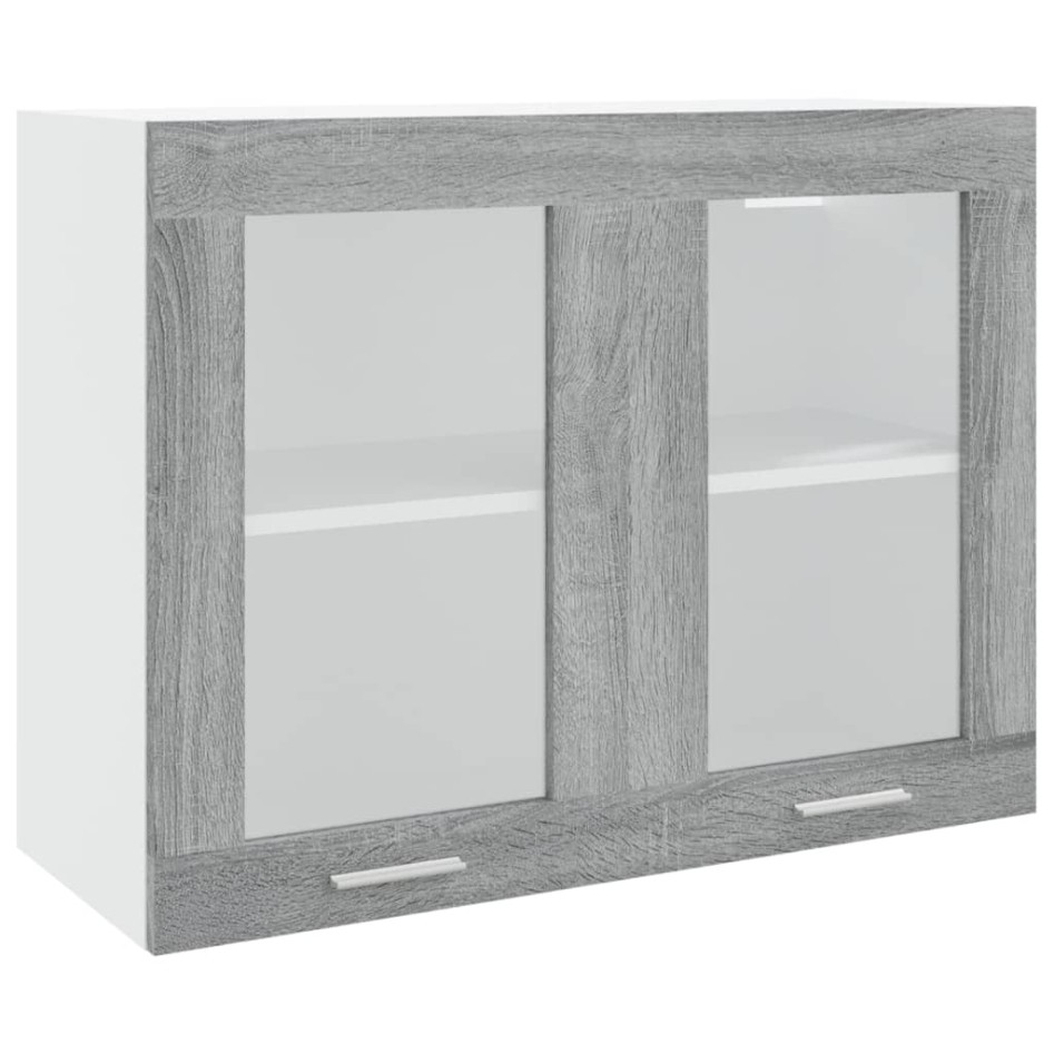 Armario vitrina colgante madera gris Sonoma 80x31x60