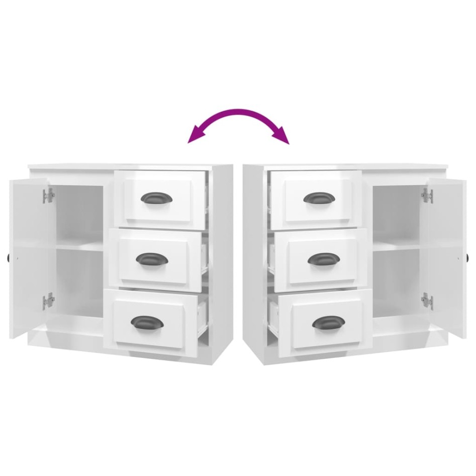 Aparador madera contrachapada blanco brillante 70x35,5x67,5